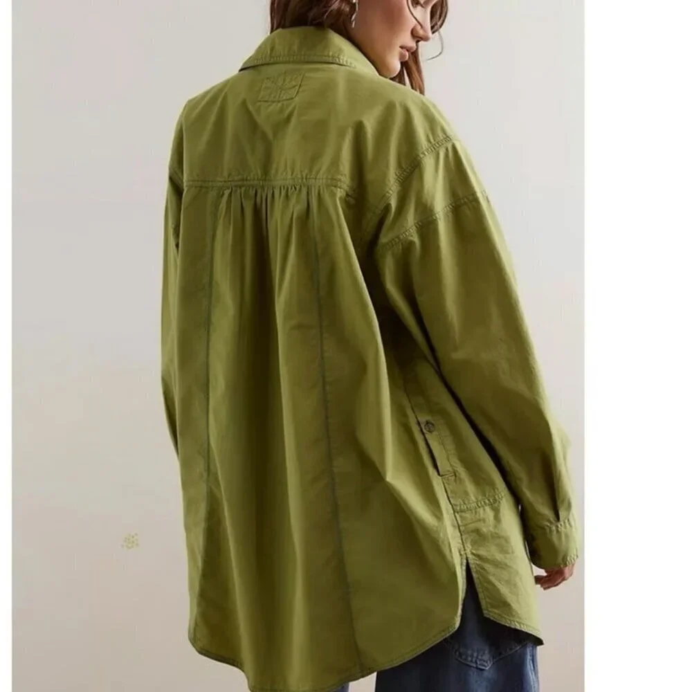 NWT Free People Garden State Shirt in Green Combo